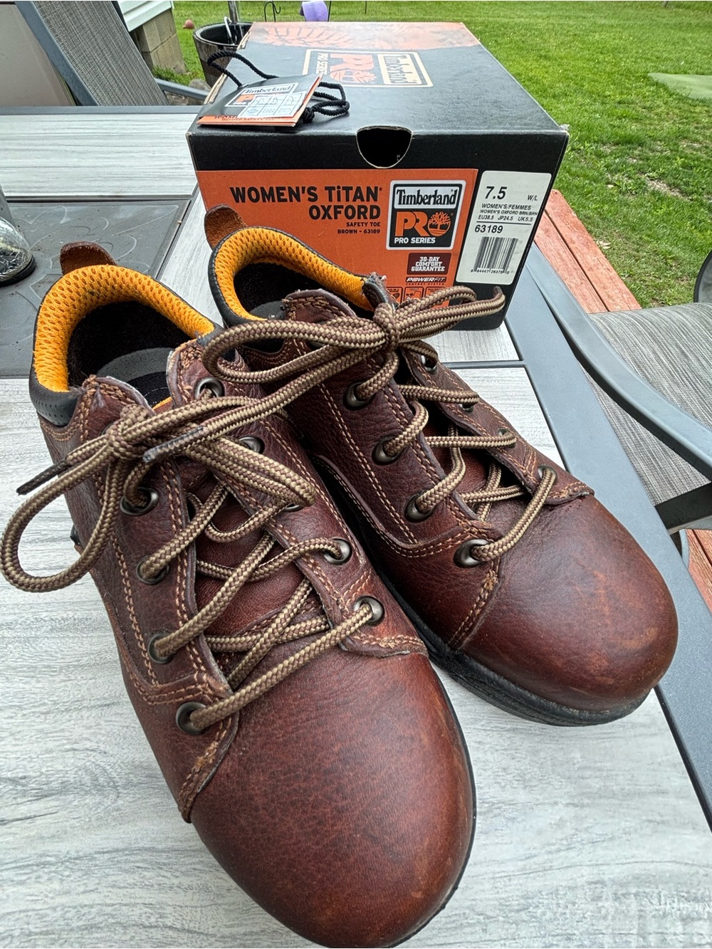 Timberland Brown Leather Safety Toe Work Oxford Shoes - women 7.5